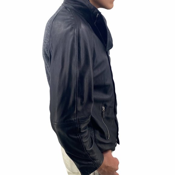 Emporio Armani Lamb Leather Combo Layered Jacket IT 56 US 46 - Picture 7 of 16